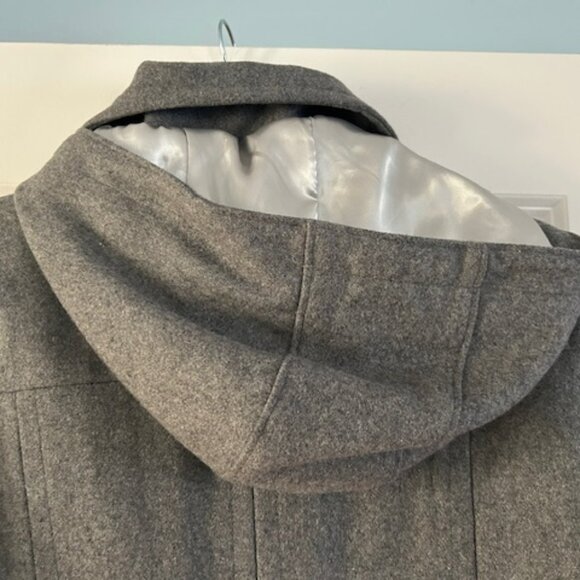 Calvin Klein Wool Blend Double Breasted Pea Coat Removable Hood Women’s Size 8 - Picture 8 of 10